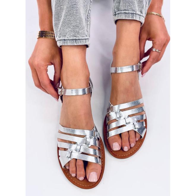 Strieborné dámske sandále