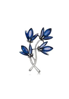 Brošňa modré kvety s kryštálmi v zľave