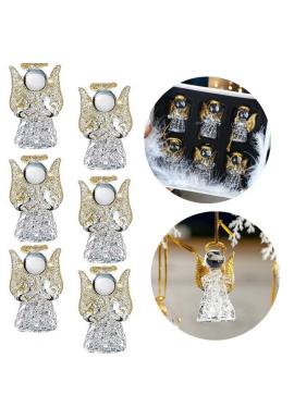 Krištáľové závesné zlaté anjeliky - 6 ks