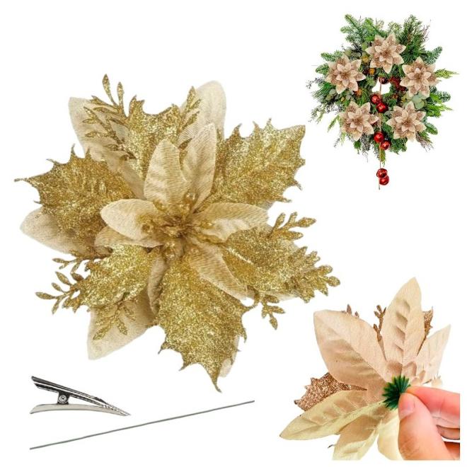 Zlatý kvet s brokátom na stromček