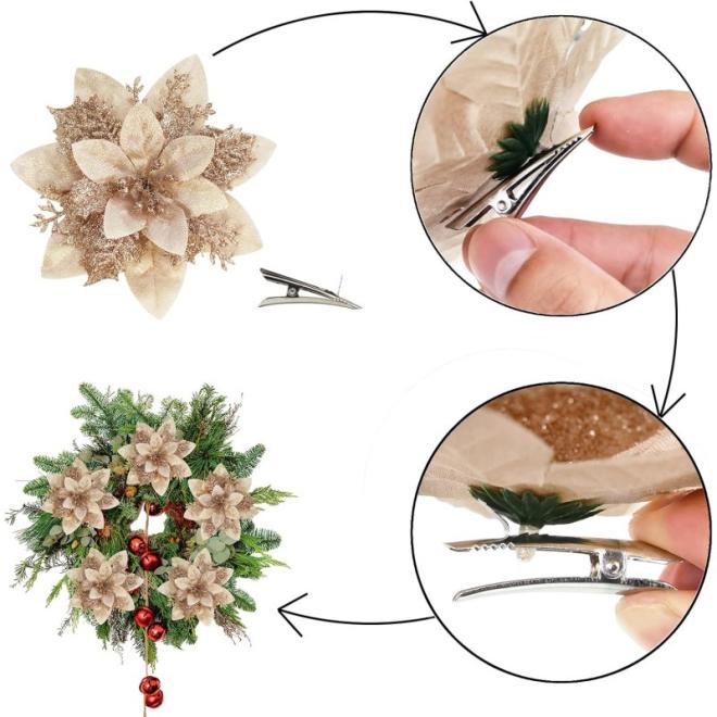 Zlatý kvet s brokátom na stromček