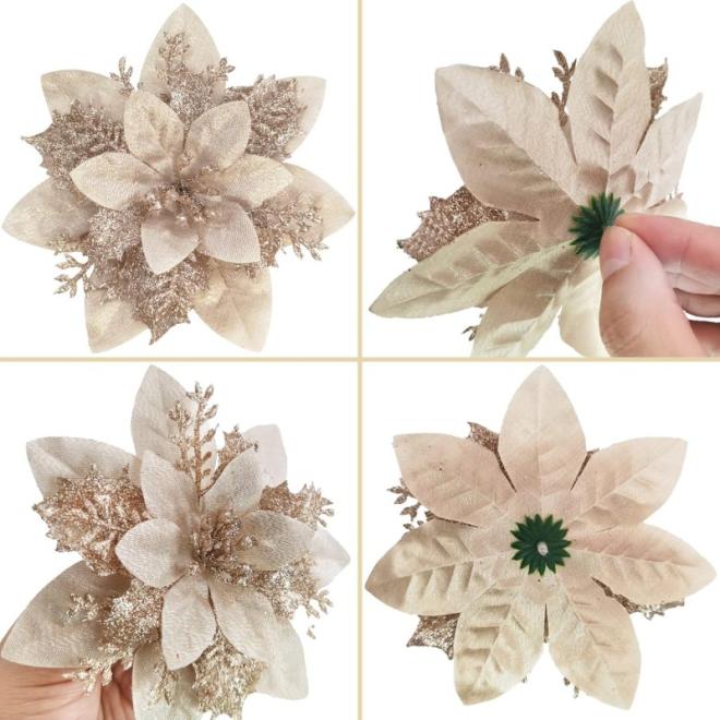 Zlatý kvet s brokátom na stromček