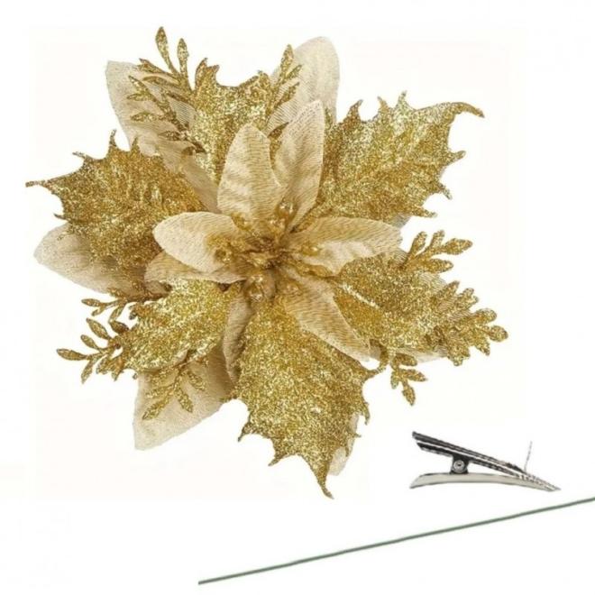 Zlatý kvet s brokátom na stromček