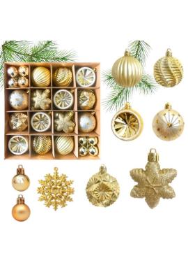 Nerozbitné vianočné ozdoby v zlatej farbe - 40 ks