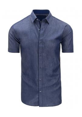 Pánska moderná košeľa s krátkym rukávom v modrej farbe