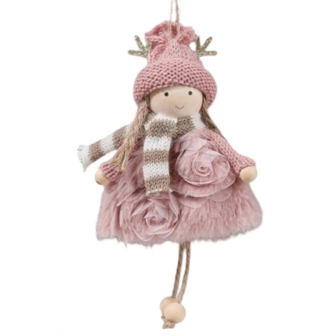 Ružový vianočný anjel na stromček