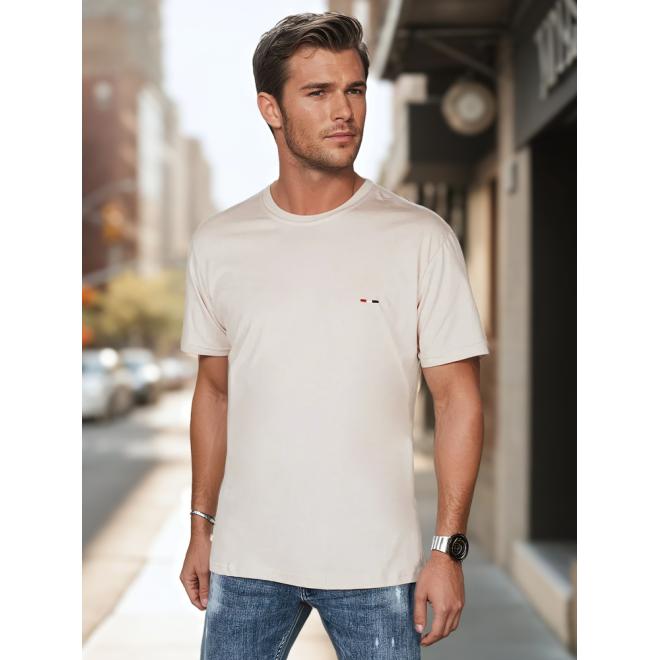 Béžové pánske tričko s výšivkou RX5638