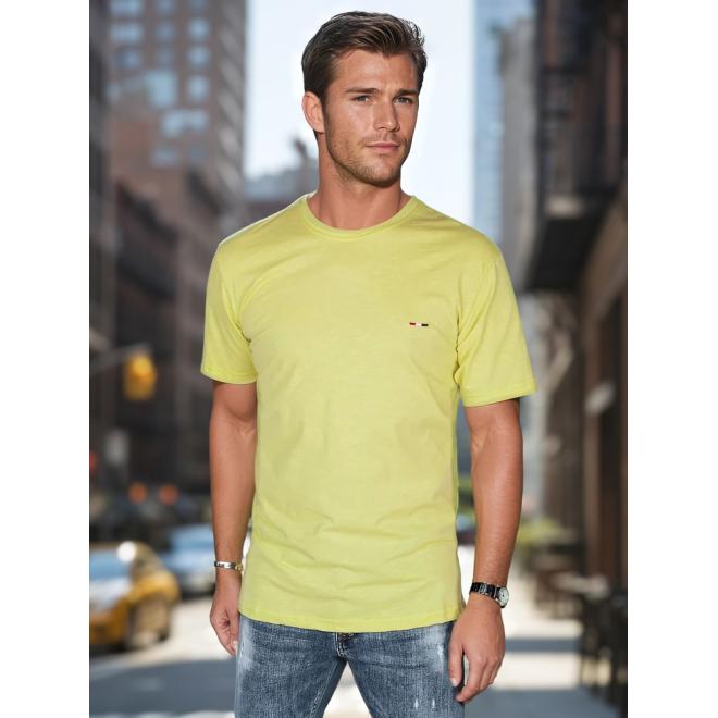 Žlté pánske tričko s výšivkou RX5636