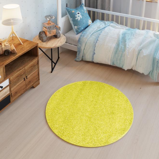 Okrúhly huňatý koberec TOKYO v zelenej farbe