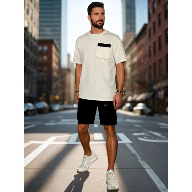 Bielo-čierna tepláková pánska súprava AX0810