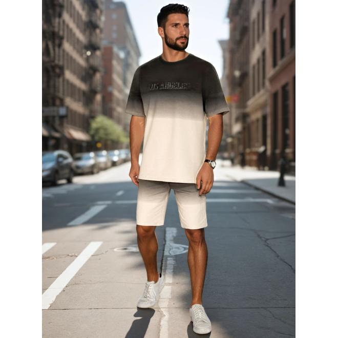 Pánsky biely ombre komplet - tričko + kraťasy AX0804