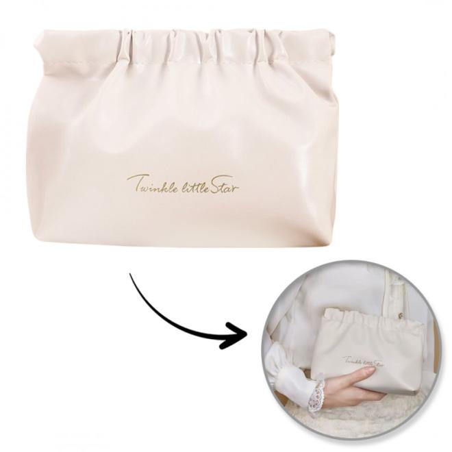 Kožená béžová kozmetická taška - M