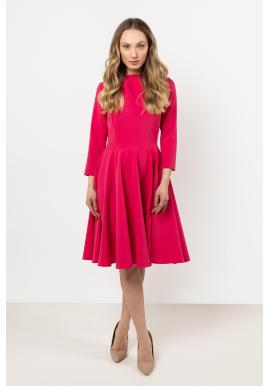 Dámske rozšírené ružové šaty s 3/4 rukávmi