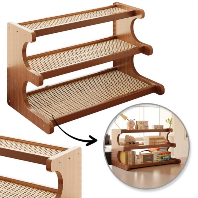Trojposchodový bambusový regál na stôl