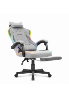 Sivé látkové herné kreslo Cabro C502 s LED osvetlením