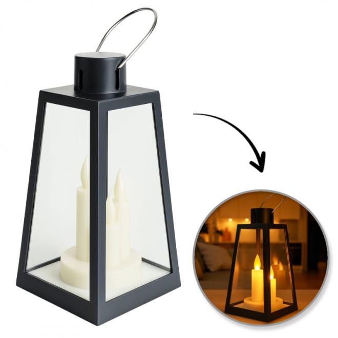 Ozdobný LED lampáš s imitáciou sviečok 11 x 22 cm