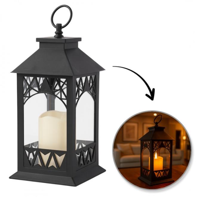 Ozdobný LED lampáš s imitáciou sviečky 14 x 30 cm