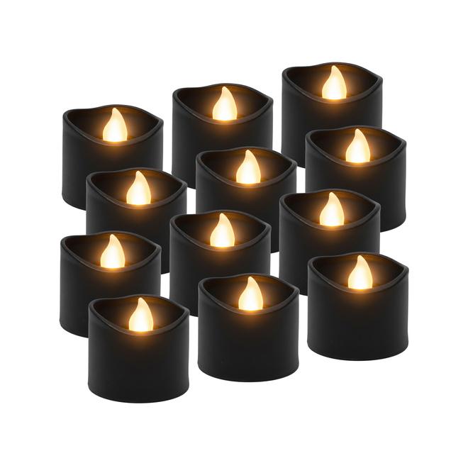 Čierne LED sviečky 12 kusov 3,6 cm