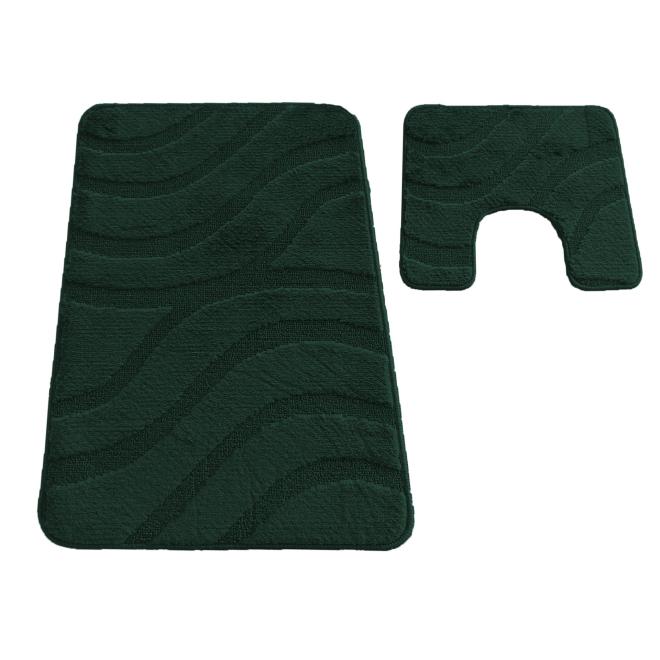 Zelená kúpeľňová a WC predložka s výrezom