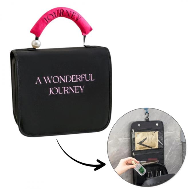 Skladacia čierna kozmetická taška