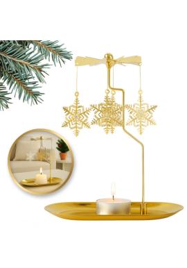 Svietnik s kolotočom so snehovými vločkami