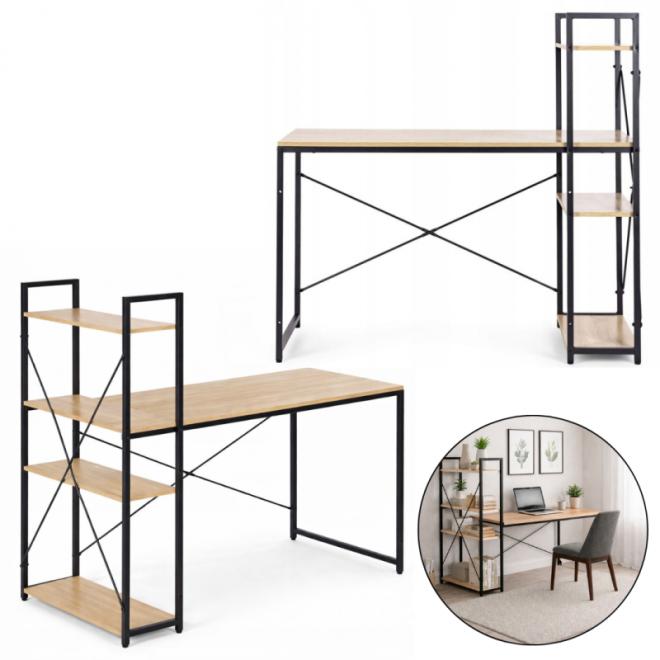 Svetlohnedý loftový stôl s regálom