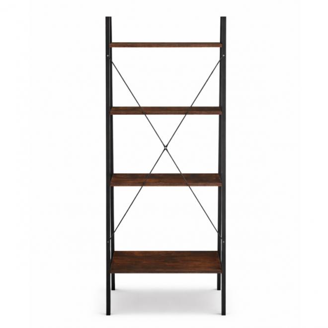 Loftový čierno-hnedý regál so 4 policami