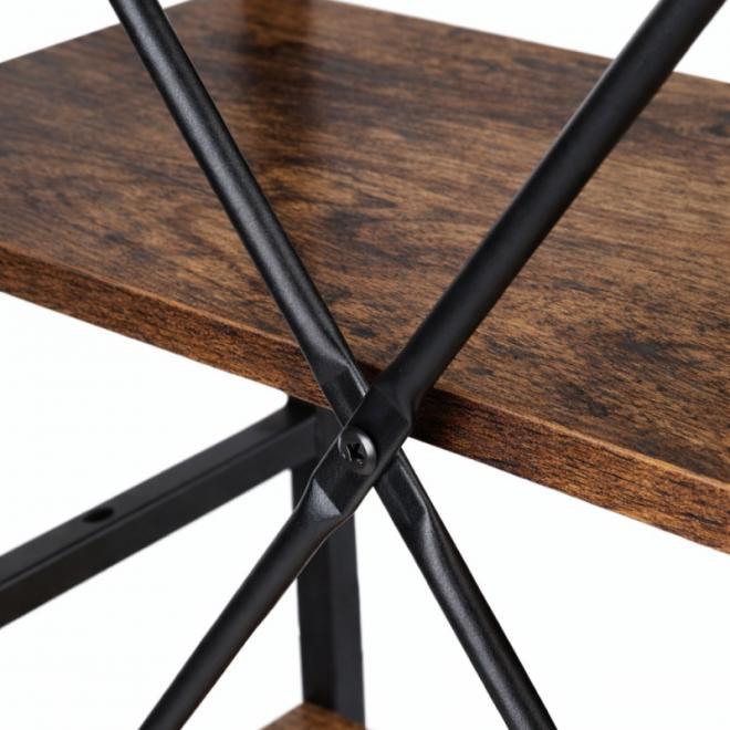 Loftový čierno-hnedý regál so 4 policami