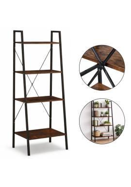 Loftový čierno-hnedý regál so 4 policami