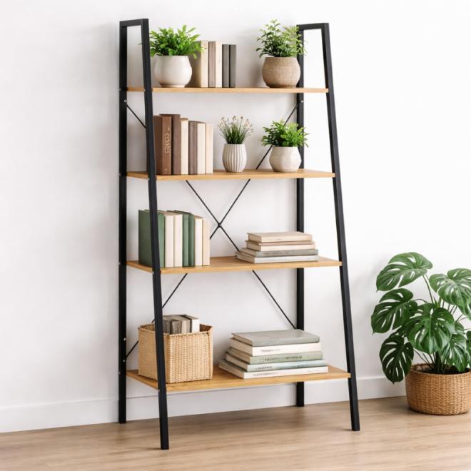 Svetlohnedý loftový regál so 4 policami