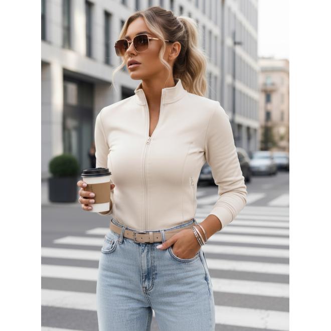 Dámska béžová mikina na zips BY1561