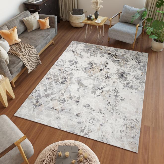 Moderný biely koberec so vzorom