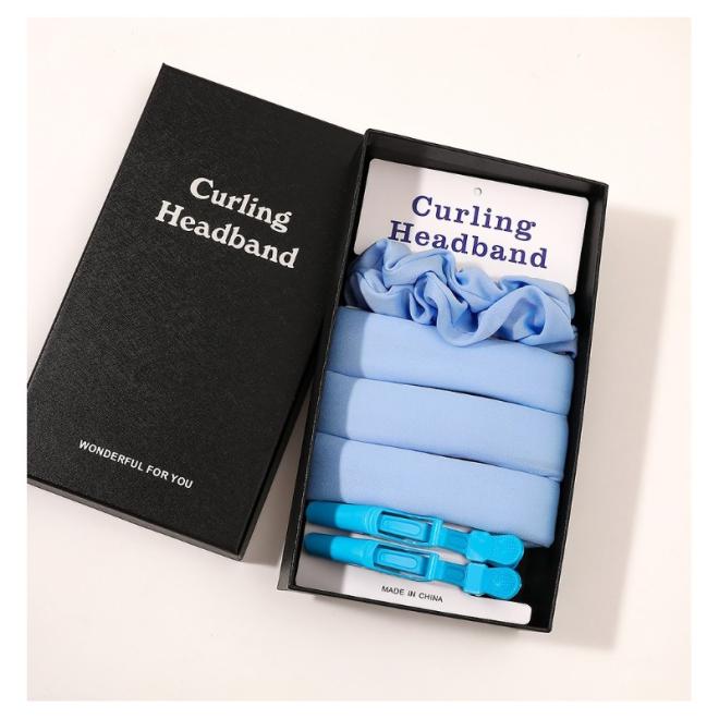 Modrá sada na natáčanie vlasov bez tepla