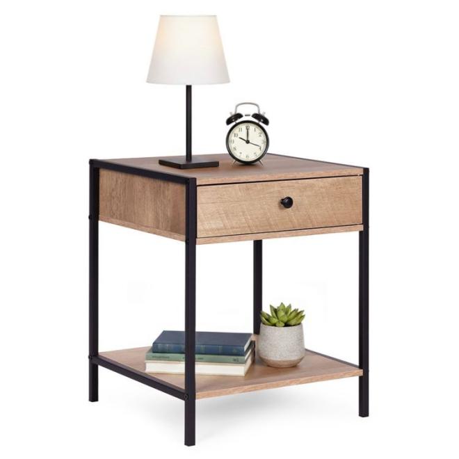 Nočný loftový stolík so zásuvkou a policou