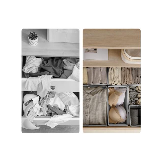 Sivé organizéry na bielizeň - sada 6 ks