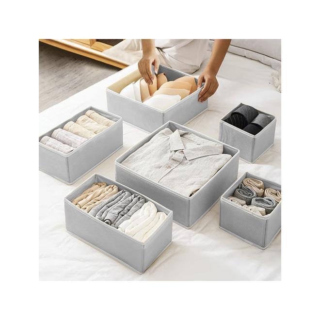 Sivé organizéry na bielizeň - sada 6 ks