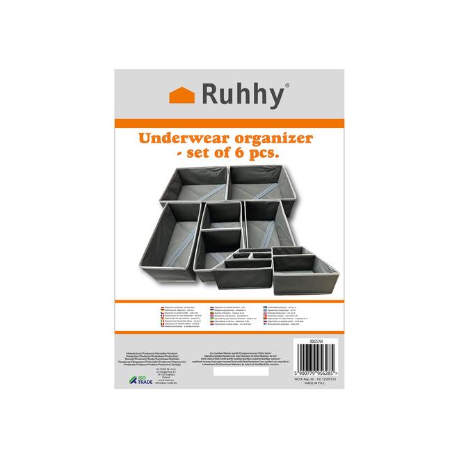 Sivé organizéry na bielizeň - sada 6 ks