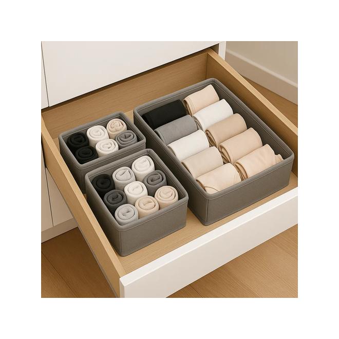 Sivé organizéry na bielizeň - sada 6 ks