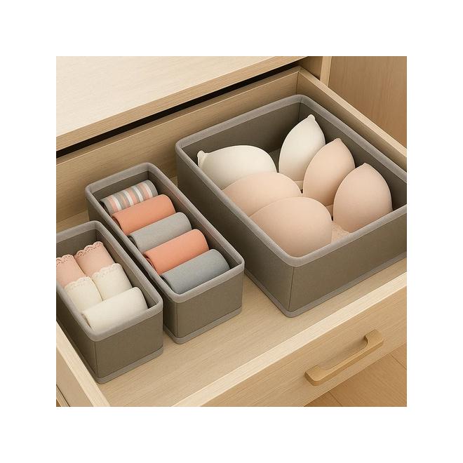 Sivé organizéry na bielizeň - sada 6 ks