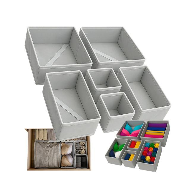 Sivé organizéry na bielizeň - sada 6 ks