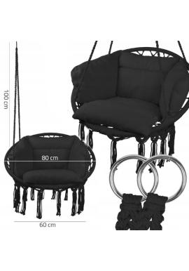 Závesné čierne kreslo + vankúš