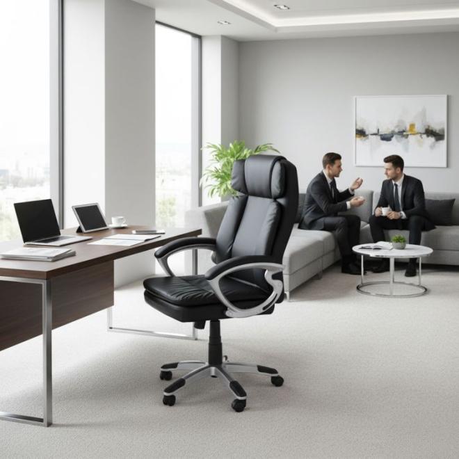 Ergonomická čierna stolička s dvojitým čalúnením