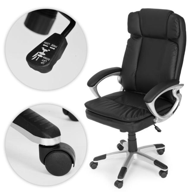 Ergonomická čierna stolička s dvojitým čalúnením