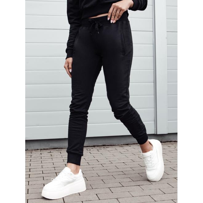 Čierne dámske tepláky s viazaním UY2303