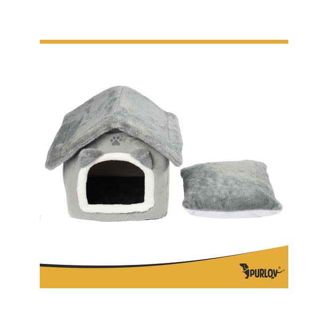 Mačací pelech - sivý domček