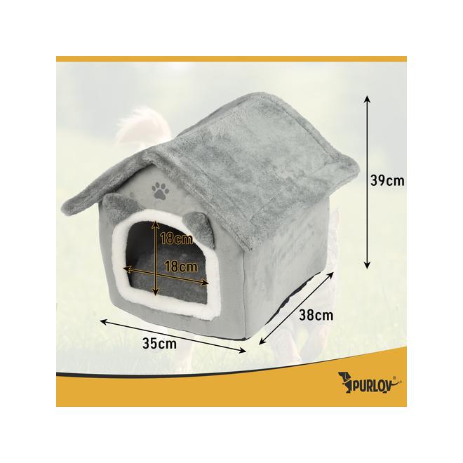 Mačací pelech - sivý domček