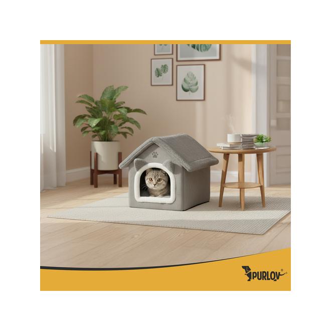 Mačací pelech - sivý domček