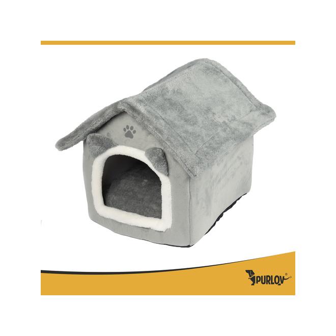 Mačací pelech - sivý domček