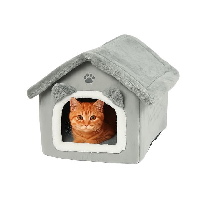 Mačací pelech - sivý domček