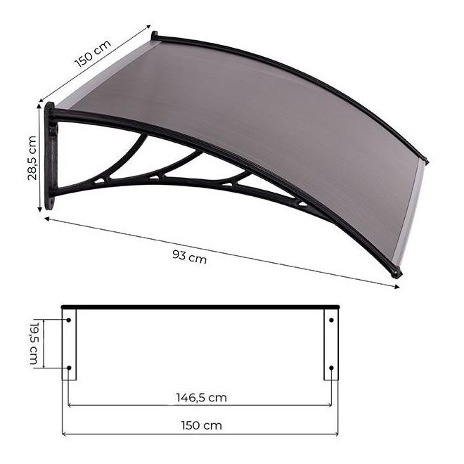 Polykarbonátová strieška nad dvere - 150x100 cm